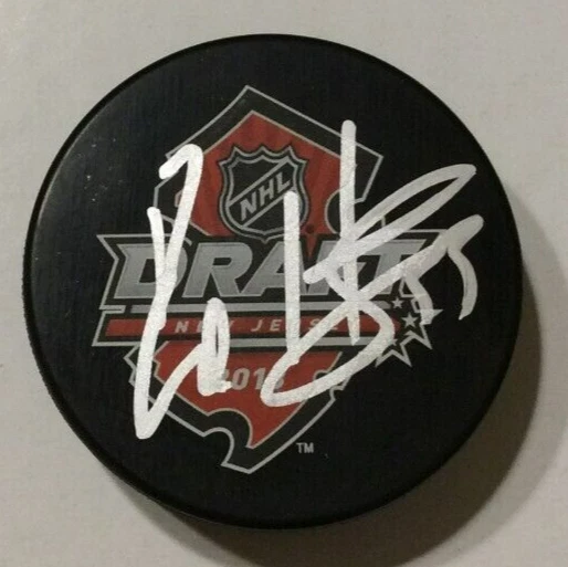 BO HORVAT SIGNED 2013 NHL DRAFT HOCKEY PUCK W/ CASE VANCOUVER CANUCKS COA