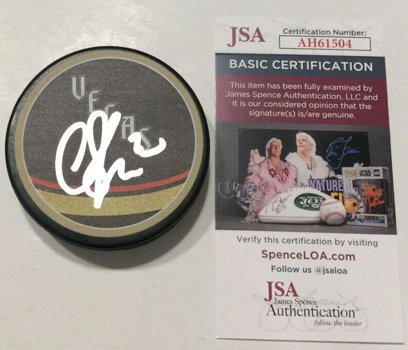 CHANDLER STEPHENSON SIGNED VEGAS GOLDEN KNIGHTS HOCKEY PUCK W/ CASE JSA COA