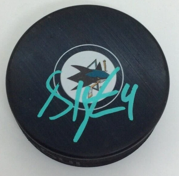 SCOTT HARRINGTON SIGNED AUTOGRAPHED SAN JOSE SHARKS HOCKEY PUCK W/ CASE COA