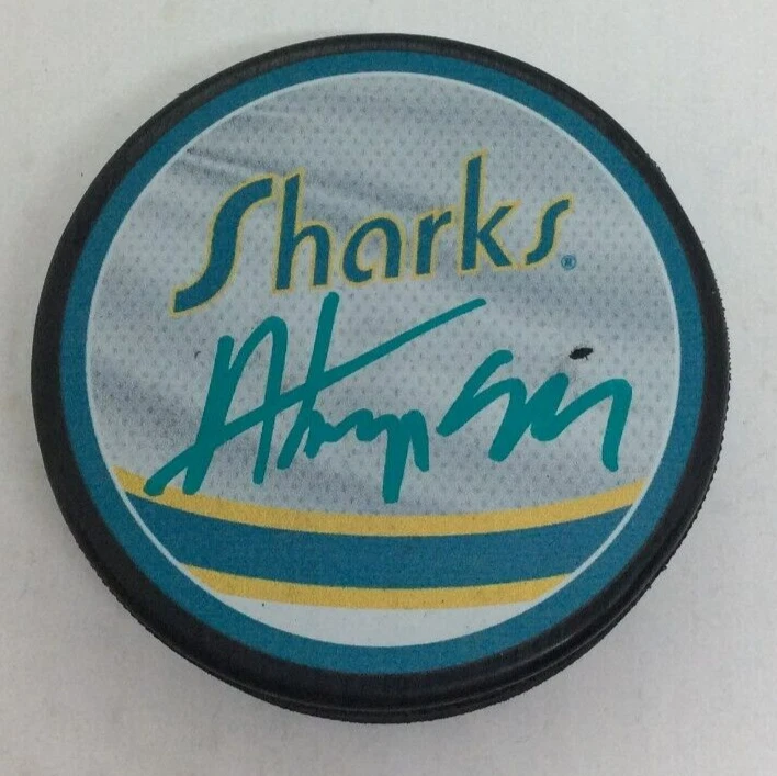 ALEXANDER BARABANOV SIGNED AUTOGRAPHED SAN JOSE SHARKS HOCKEY PUCK W/ CASE COA
