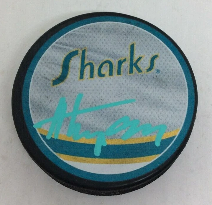 ALEXANDER BARABANOV SIGNED AUTOGRAPHED SAN JOSE SHARKS HOCKEY PUCK W/ CASE COA
