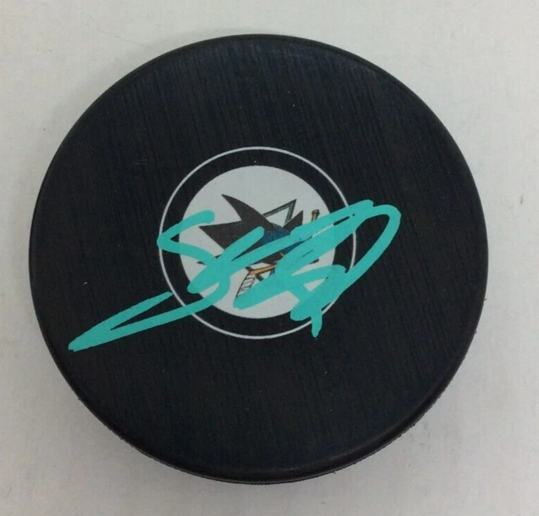 STEVEN LORENTZ SIGNED AUTOGRAPHED SAN JOSE SHARKS HOCKEY PUCK W/ CASE COA