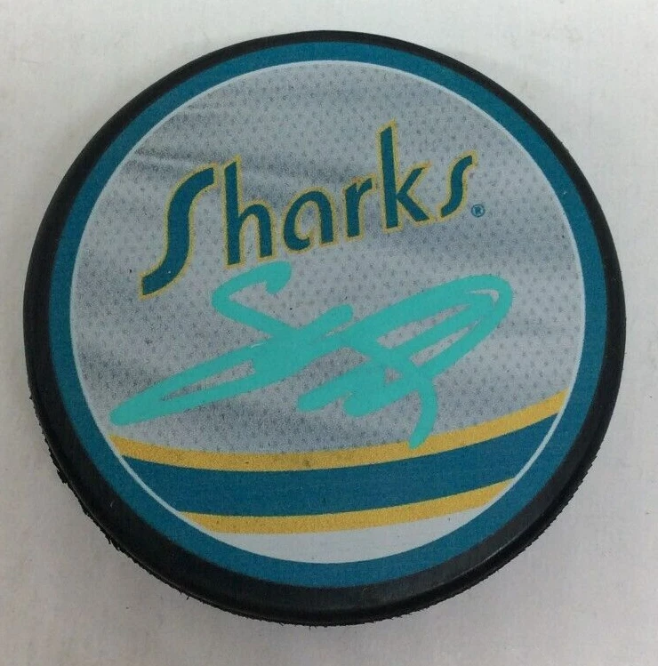 STEVEN LORENTZ SIGNED AUTOGRAPHED SAN JOSE SHARKS HOCKEY PUCK W/ CASE COA