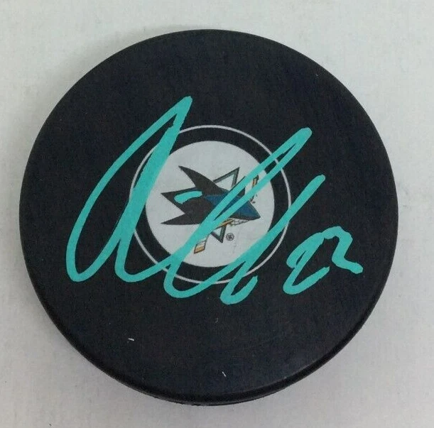 OSKAR LINDBLOM SIGNED AUTOGRAPHED SAN JOSE SHARKS HOCKEY PUCK W/ CASE COA