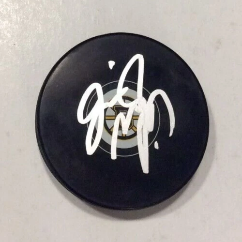 JIM MONTGOMERY SIGNED AUTOGRAPHED BOSTON BRUINS HOCKEY PUCK W/ CASE COA