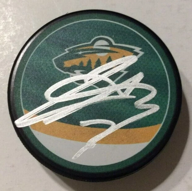 CALEN ADDISON SIGNED AUTOGRAPHED MINNESOTA WILD HOCKEY PUCK W/ CASE COA
