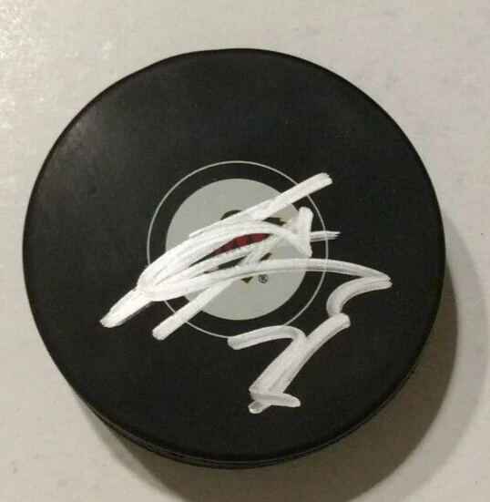 CALEN ADDISON SIGNED AUTOGRAPHED MINNESOTA WILD HOCKEY PUCK W/ CASE COA