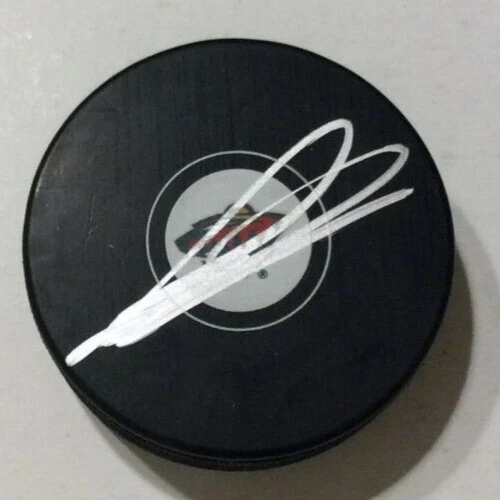 DEAN EVASON SIGNED AUTOGRAPHED MINNESOTA WILD HOCKEY PUCK W/ CASE COA