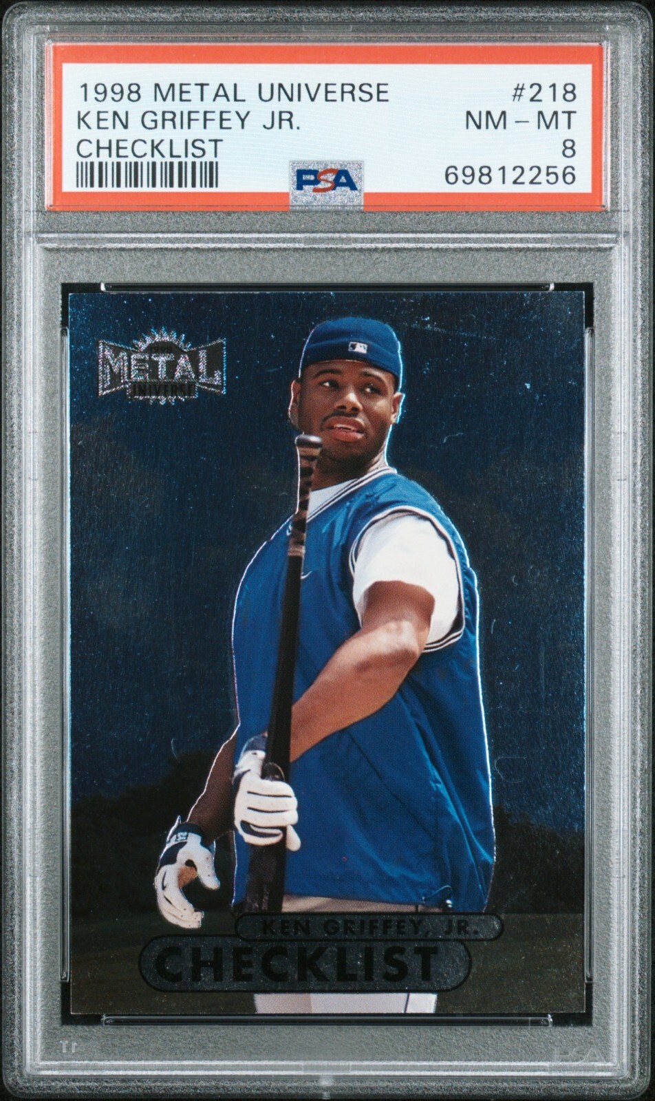 1998 Metal Universe 218 Ken Griffey Jr. Checklist PSA 8