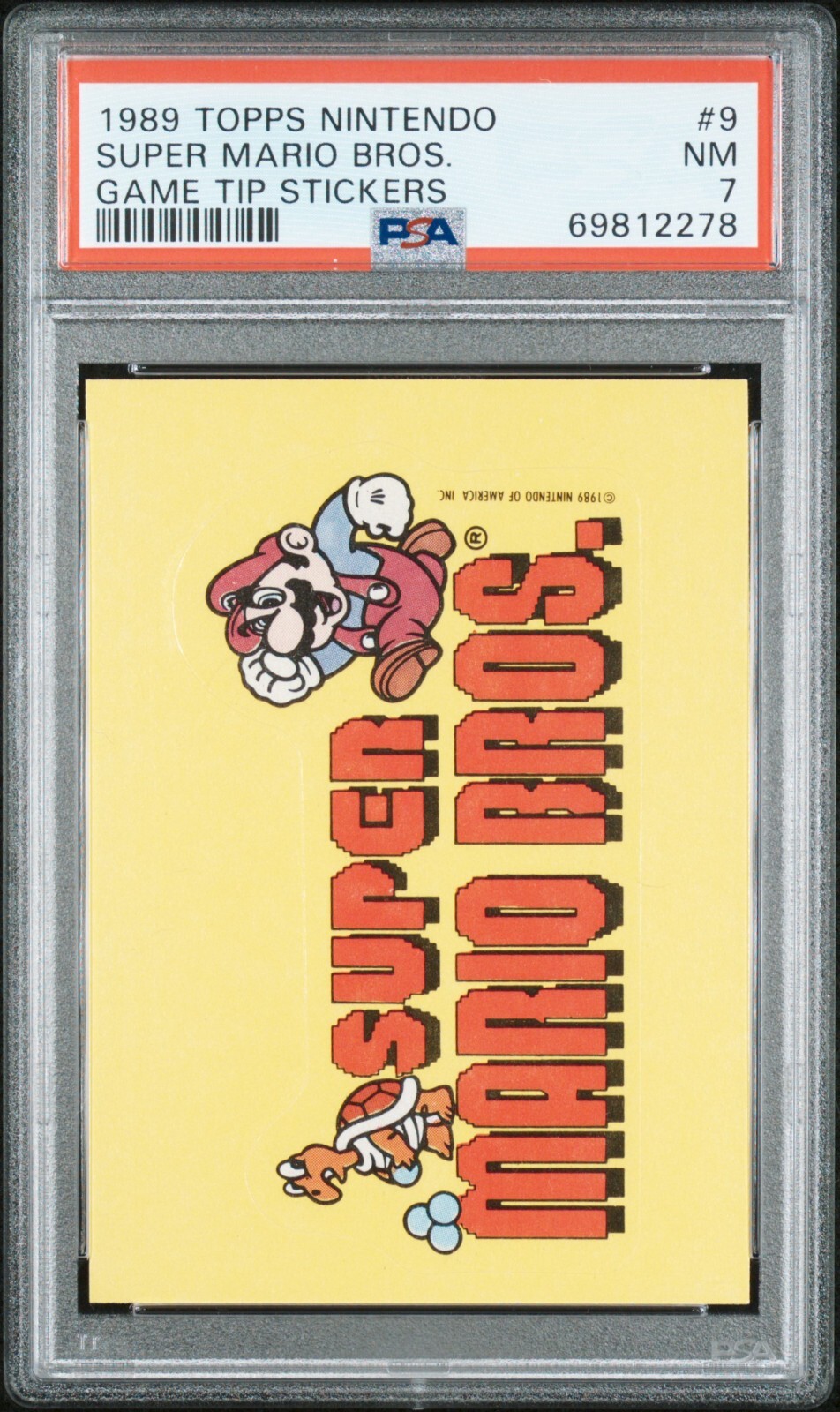 1989 TOPPS NINTENDO GAME TIP STICKERS 9 SUPER MARIO BROS. PSA 7 COLLECTIBLE MEMORABILIA