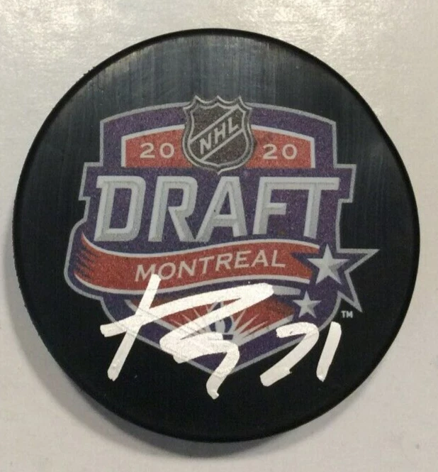 KAIDEN GUHLE SIGNED MONTREAL CANADIENS 2020 NHL DRAFT HOCKEY PUCK W/ CASE COA