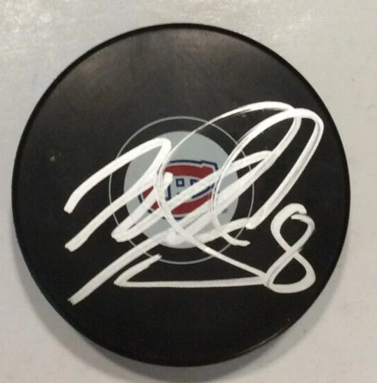 MIKE MATHESON SIGNED MONTREAL CANADIENS HOCKEY PUCK W/ CASE COA
