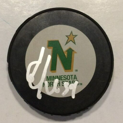 ENRICO CICCONE SIGNED MINNESOTA NORTH STARS HOCKEY PUCK W/ CASE COA