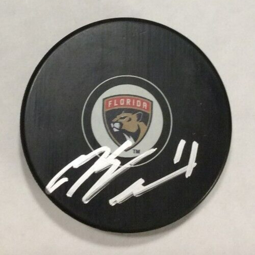 MACKIE SAMOSKEVICH SIGNED FLORIDA PANTHERS HOCKEY PUCK W/ CASE COA