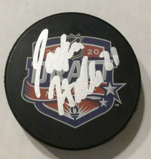JACKSON HALLUM SIGNED 2020 NHL DRAFT HOCKEY PUCK W CASE VEGAS GOLDEN KNIGHTS COA