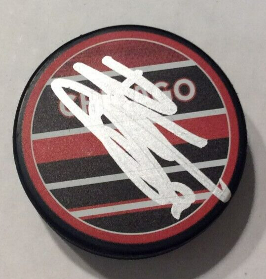 RYAN GREENE SIGNED CHICAGO BLACKHAWKS HOCKEY PUCK W/ CASE COA