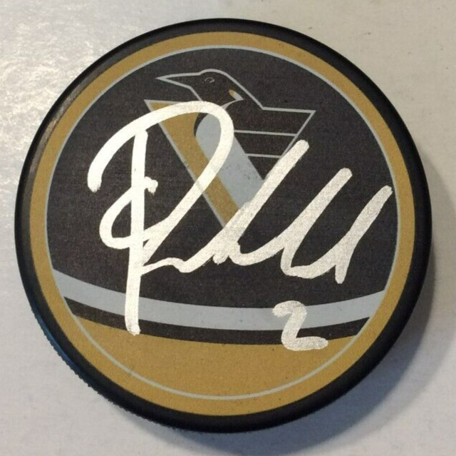 CHAD RUHWEDEL SIGNED PITTSBURGH PENGUINS HOCKEY PUCK W/ CASE COA
