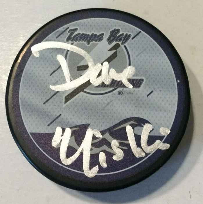 DAVE MISHKIN SIGNED TAMPA BAY LIGHTNING HOCKEY PUCK W CASE COA
