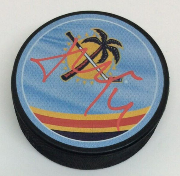 GRIGORI DENISENKO SIGNED FLORIDA PANTHERS HOCKEY PUCK W/ CASE COA