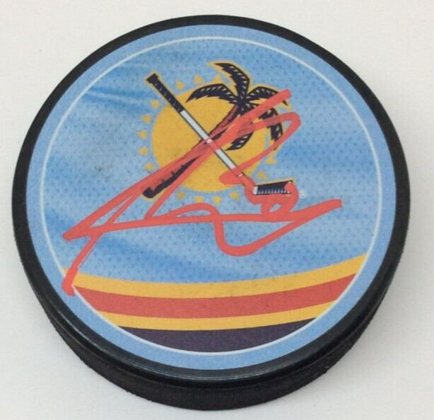 ANTHONY DUCLAIR SIGNED FLORIDA PANTHERS HOCKEY PUCK W/ CASE COA