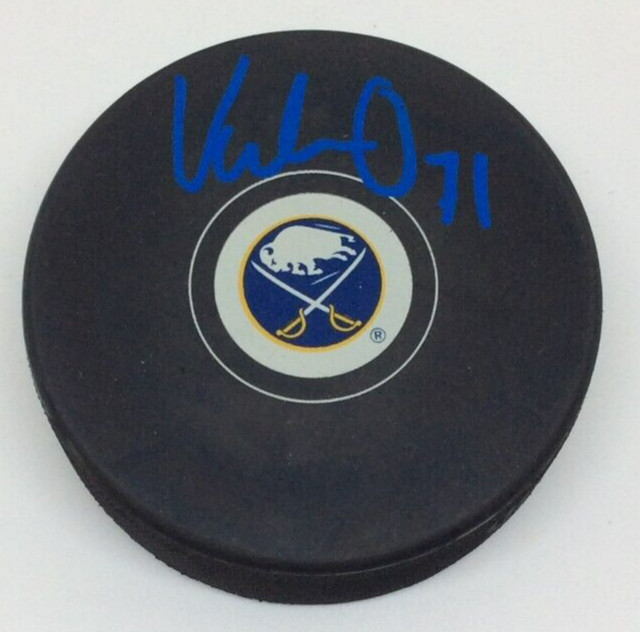 VICTOR OLOFSSON SIGNED BUFFALO SABRES HOCKEY PUCK W/ CASE COA