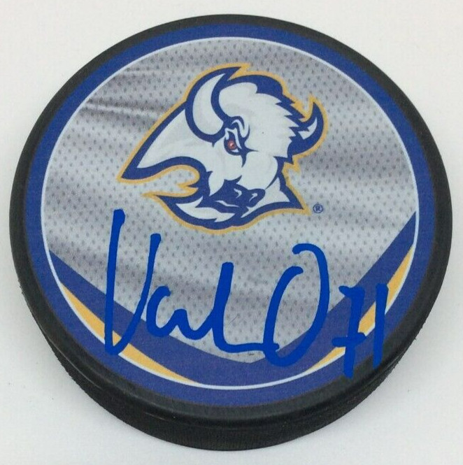 VICTOR OLOFSSON SIGNED BUFFALO SABRES HOCKEY PUCK W/ CASE COA