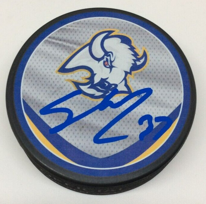 CASEY MITTELSTADT SIGNED BUFFALO SABRES HOCKEY PUCK W/ CASE COA