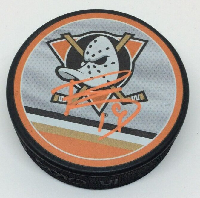 TROY TERRY SIGNED ANAHEIM DUCKS HOCKEY PUCK W/ CASE COA