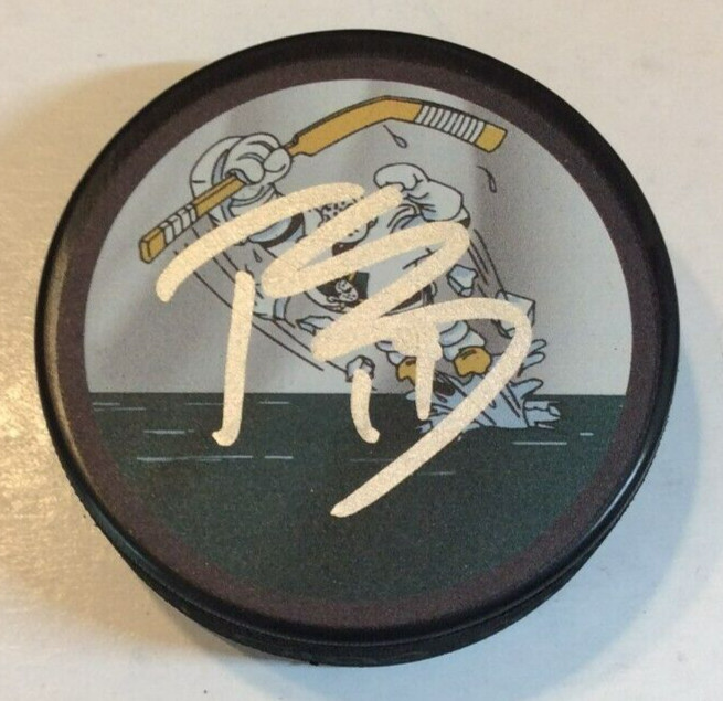 TROY TERRY SIGNED ANAHEIM DUCKS HOCKEY PUCK W/ CASE COA