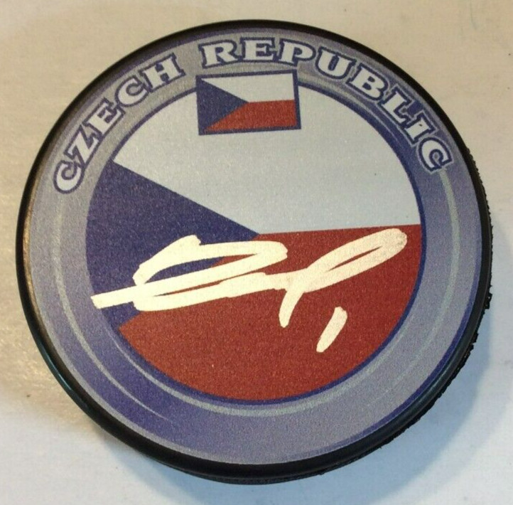 LUKAS DOSTAL SIGNED CZECH REPUBLIC HOCKEY PUCK W/ CASE ANAHEIM DUCKS COA