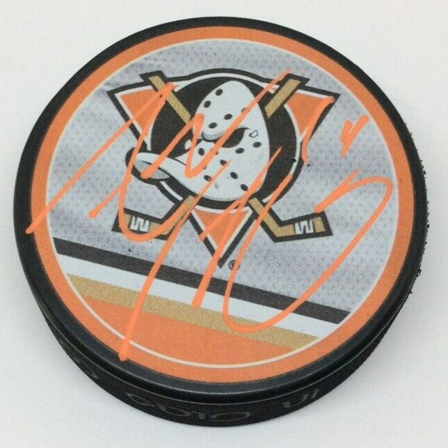 ADAM HENRIQUE SIGNED ANAHEIM DUCKS HOCKEY PUCK W/ CASE COA