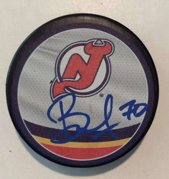 JESPER BOQVIST SIGNED NEW JERSEY DEVILS HOCKEY PUCK W/ CASE COA