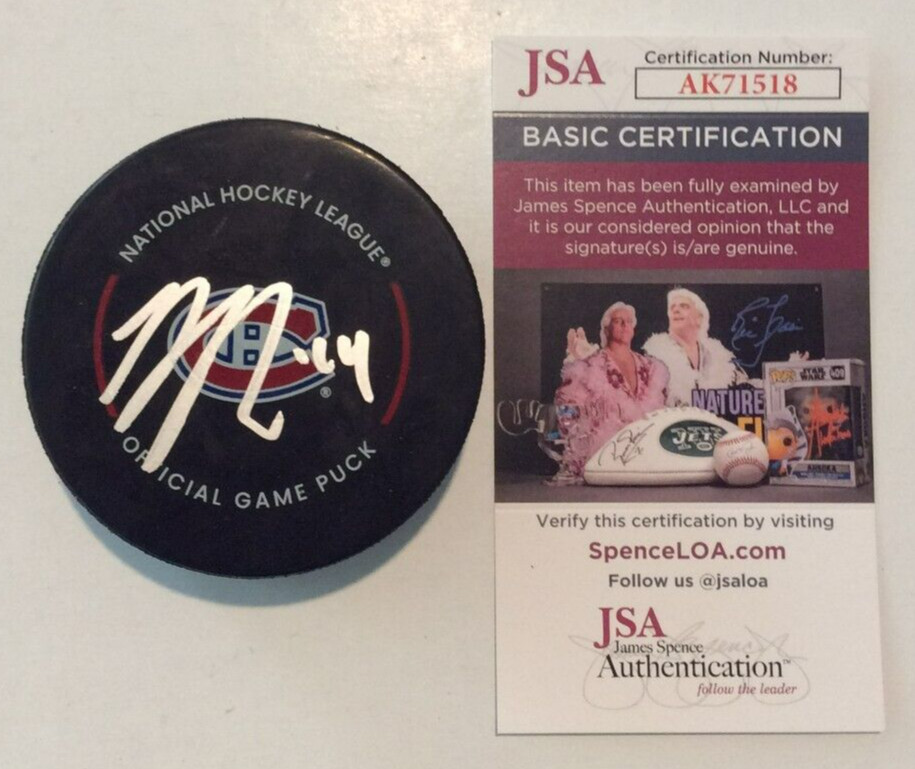 NICK SUZUKI SIGNED MONTREAL CANADIENS OFFICIAL GAME HOCKEY PUCK W/ CASE JSA COA