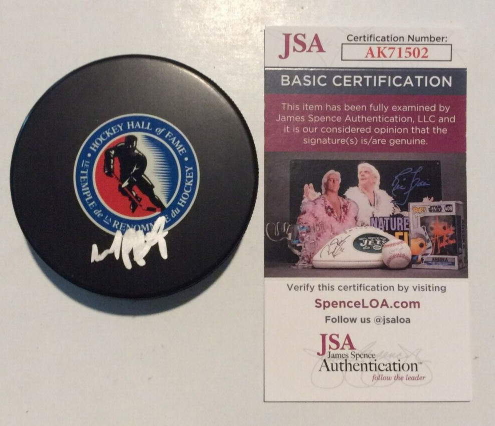 MARIE-PHILIP POULIN SIGNED HOCKEY HALL OF FAME PUCK W/ CASE CANADA JSA COA