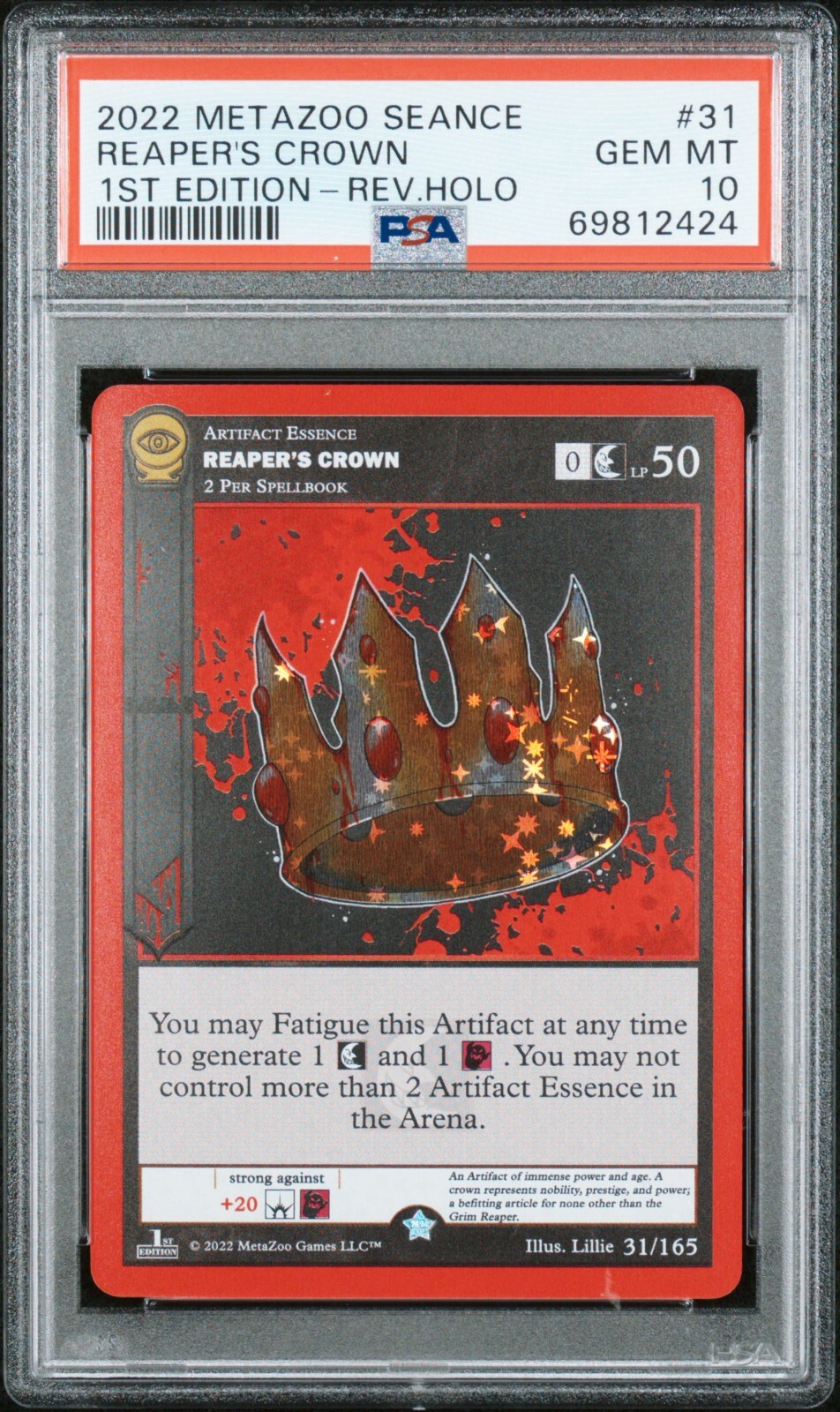 2022 METAZOO SEANCE 31 REAPER’S CROWN-REVERSE HOLO 1ST EDITION PSA 10 COLLECTIBLE MEMORABILIA