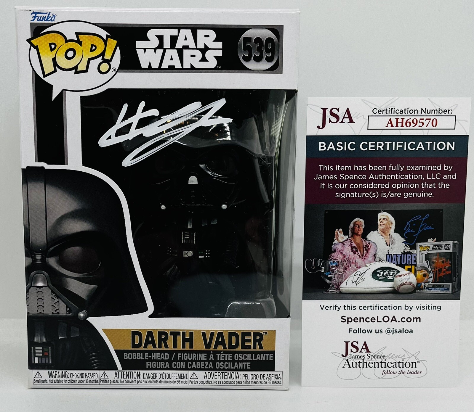 HAYDEN CHRISTENSEN SIGNED DARTH VADER POP FUNKO FIGURE STAR WARS JSA COA