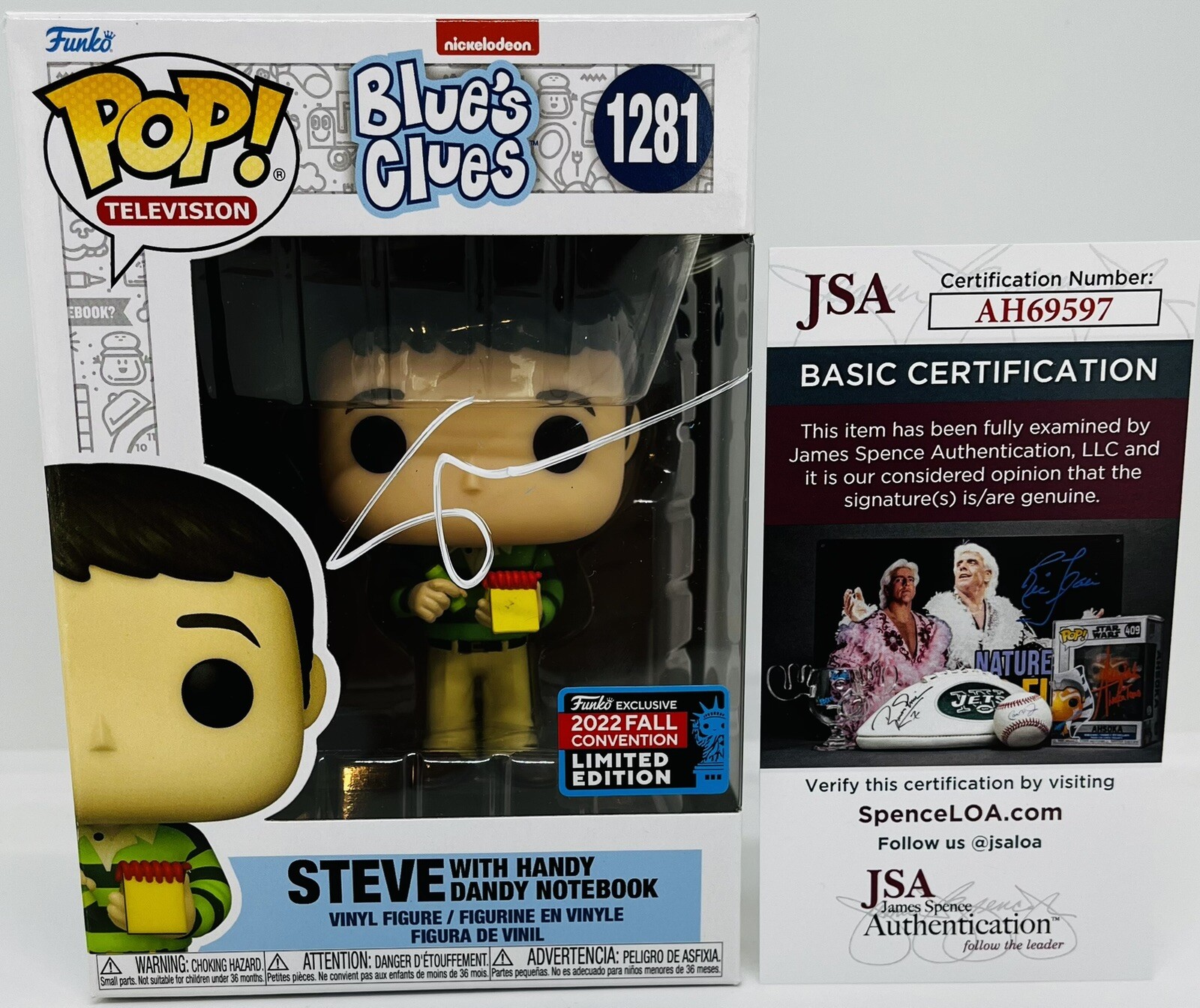STEVE BURNS SIGNED STEVE WITH NOTEBOOK FUNKO POP FIGURE BLUE'S CLUES JSA COA
