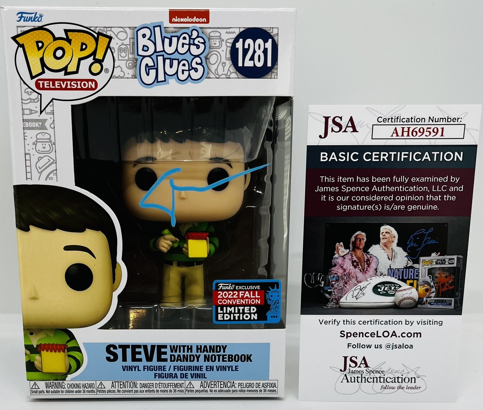 STEVE BURNS SIGNED STEVE WITH NOTEBOOK FUNKO POP FIGURE BLUE'S CLUES JSA COA