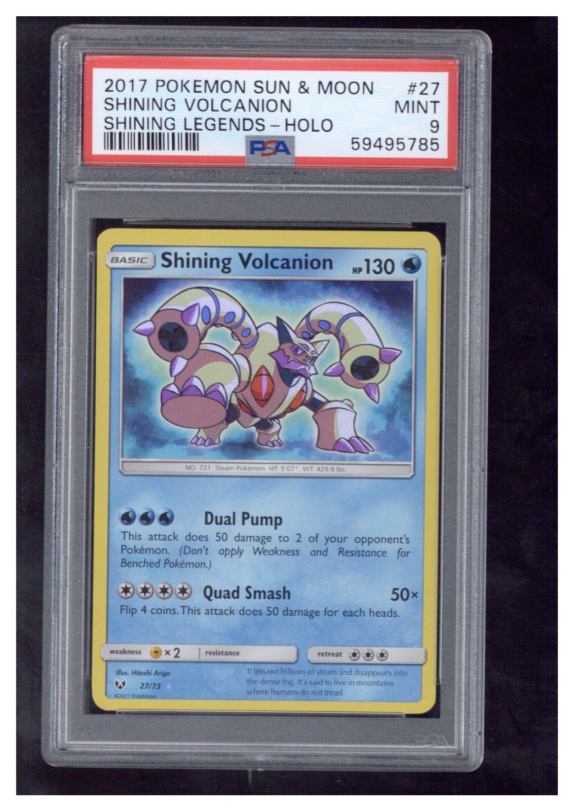 2017 Pokemon Sun & Moon Shining Legends 27 Shining Volcanion-Holo PSA 9