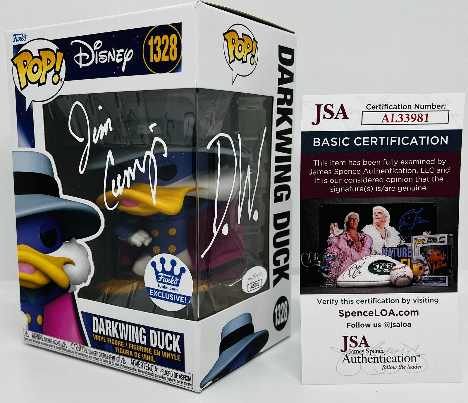 JIM CUMMINGS SIGNED DARKWING DUCK POP FUNKO EXCLUSIVE FIGURE DISNEY JSA COA