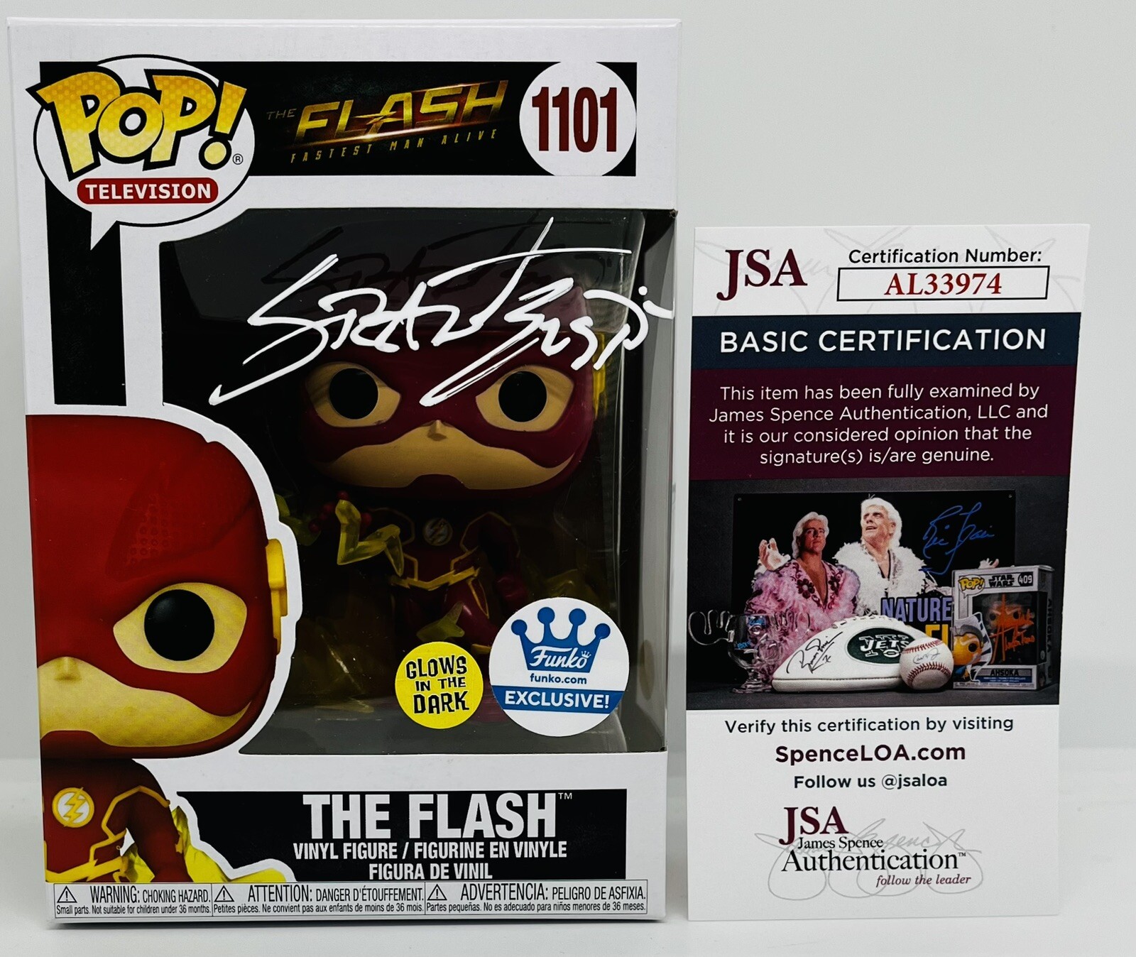 GRANT GUSTIN SIGNED THE FLASH POP FUNKO FIGURE FLASH TV SHOW BARRY ALLEN JSA COA