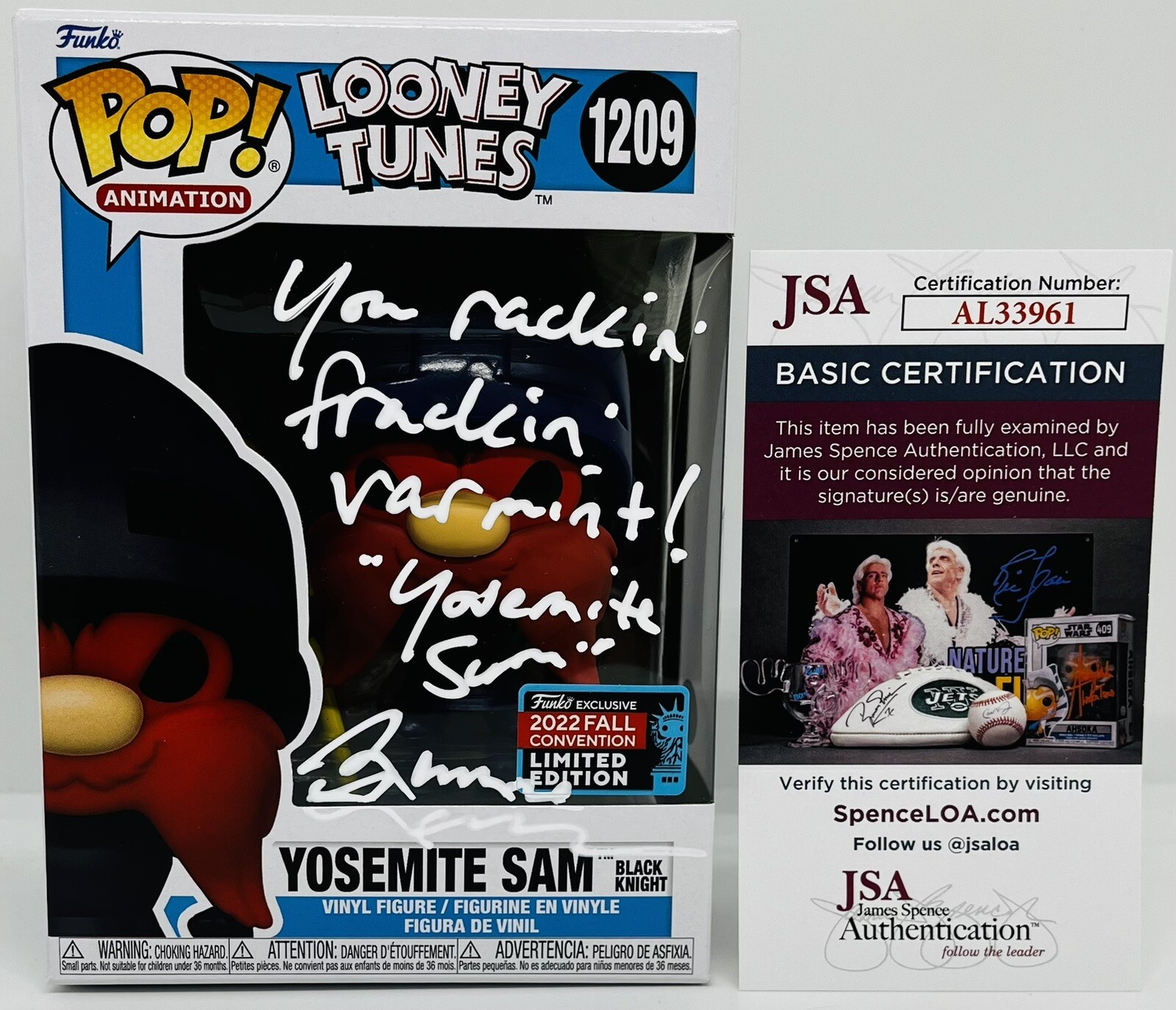 MAURICE LAMARCHE SIGNED YOSEMITE SAM POP FUNKO FIGURE LOONEY TUNES JSA COA