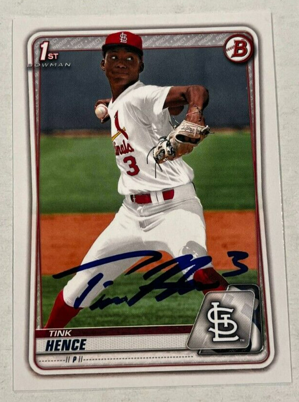 TINK HENCE SIGNED 2020 BOWMAN DRAFT BASEBALL CARD ROOKIE AUTO COLLECTIBLE MEMORABILIA