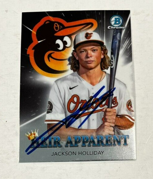 JACKSON HOLLIDAY SIGNED 2022 BOWMAN CHROME DRAFT HEIR APPARENT ROOKIE CARD AUTO