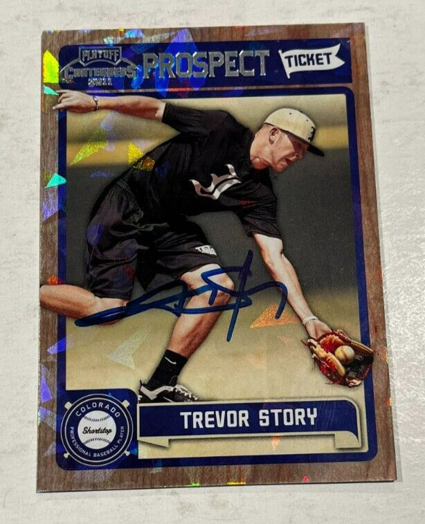 TREVOR STORY SIGNED 2011 PLAYOFF CONTENDERS BASEBALL ROOKIE CARD 236/299 AUTO