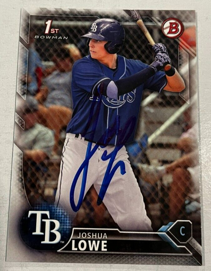 JOSH LOWE SIGNED 2016 BOWMAN DRAFT BASEBALL ROOKIE CARD AUTO