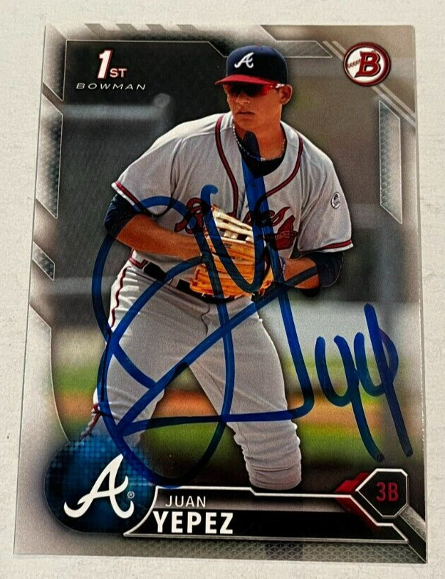 JUAN YEPEZ SIGNED 2016 BOWMAN BASEBALL ROOKIE CARD AUTO