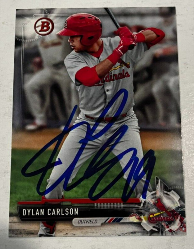 DYLAN CARLSON SIGNED 2017 BOWMAN DRAFT BASEBALL ROOKIE CARD AUTO