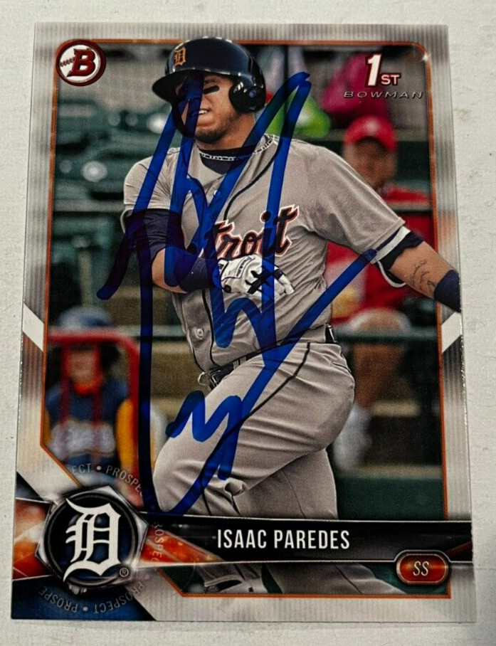 ISAAC PAREDES SIGNED 2018 BOWMAN BASEBALL ROOKIE CARD AUTO