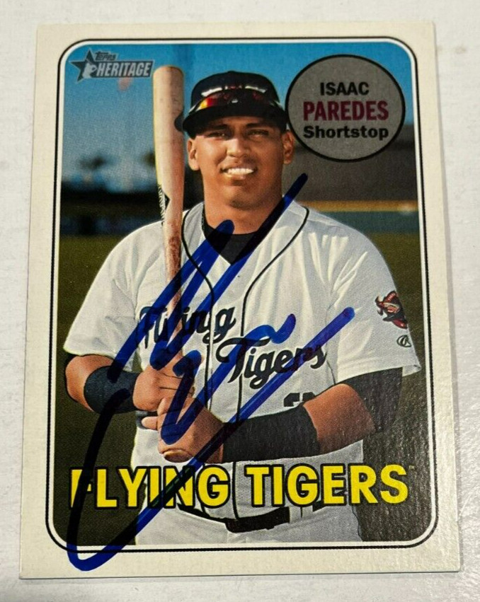 ISAAC PAREDES SIGNED 2018 TOPPS HERITAGE MINOR LEAGUE BASEBALL ROOKIE CARD AUTO
